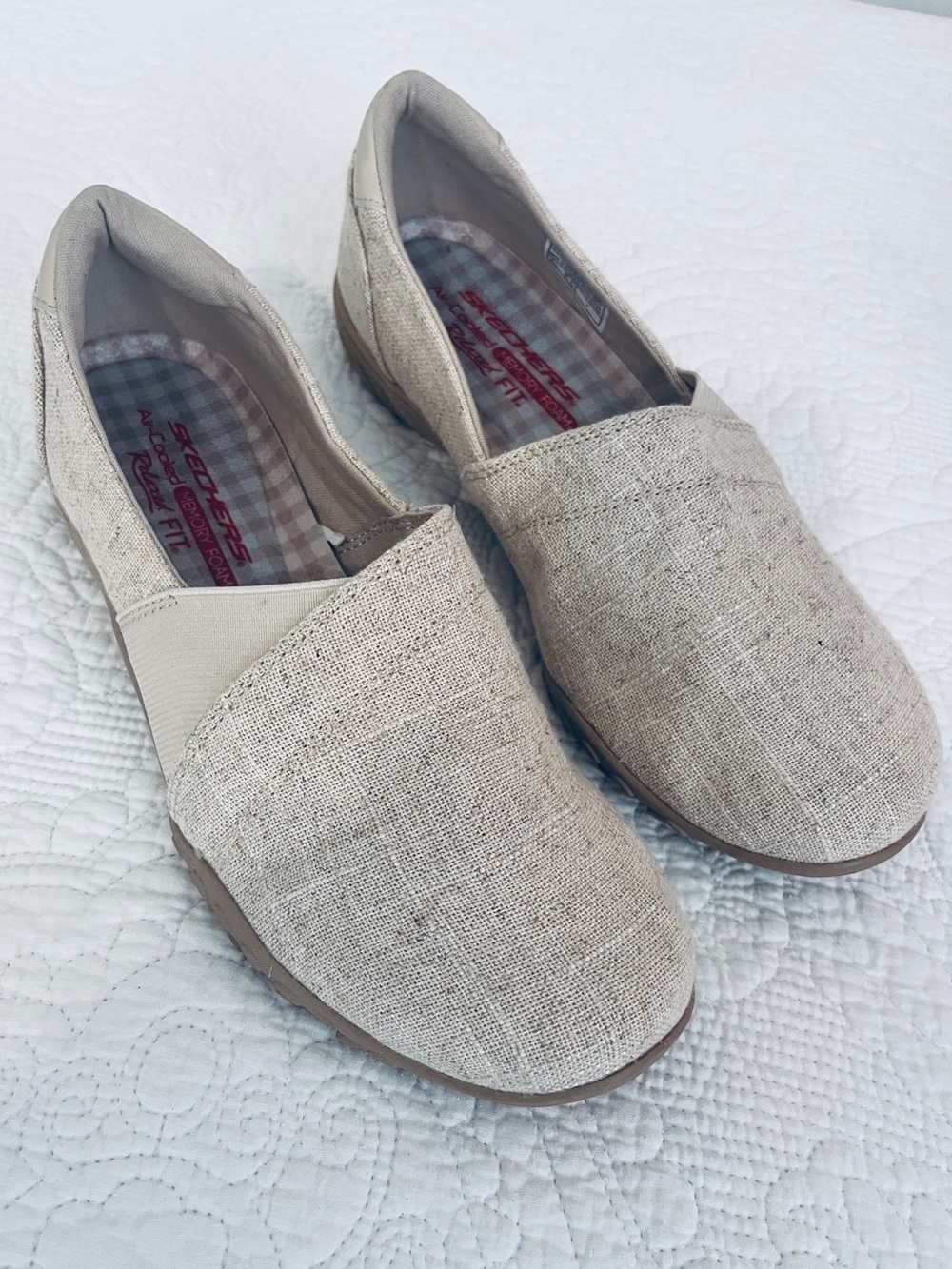 Skechers Slip-On Loafers in Natural Beige Linen